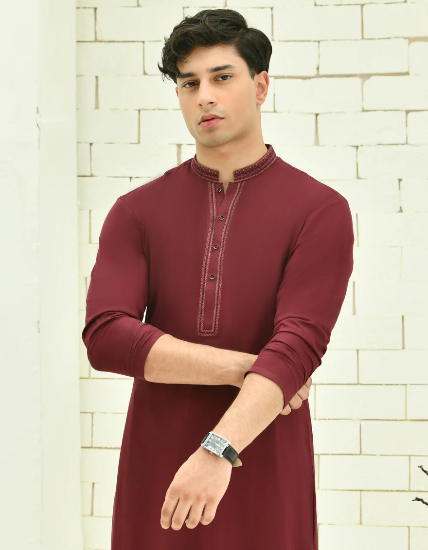 RED BLENDED KAMEEZ SHALWAR | JTKS-S-46332/S24/JJ9256-FL - Image 2