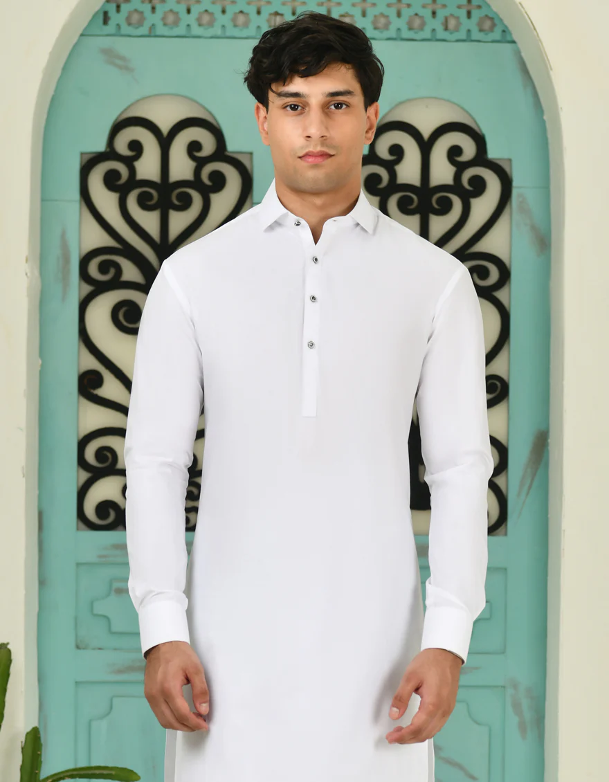 WHITE COTTON KAMEEZ SHALWAR | JTKS-S-46344/S24/JJ9092-PN - Image 2