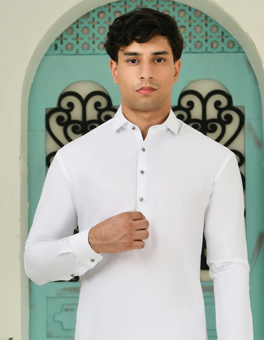 WHITE COTTON KAMEEZ SHALWAR | JTKS-S-46344/S24/JJ9092-PN - Image 3