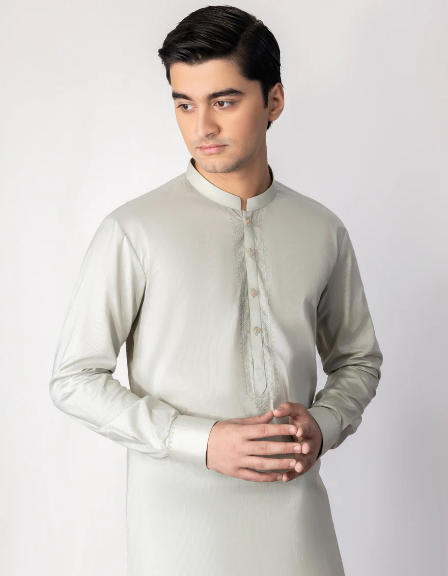 JADE GREEN COTTON KAMEEZ SHALWAR | JTKS-S-US-34310/S23/JJ8394-SF - Image 3