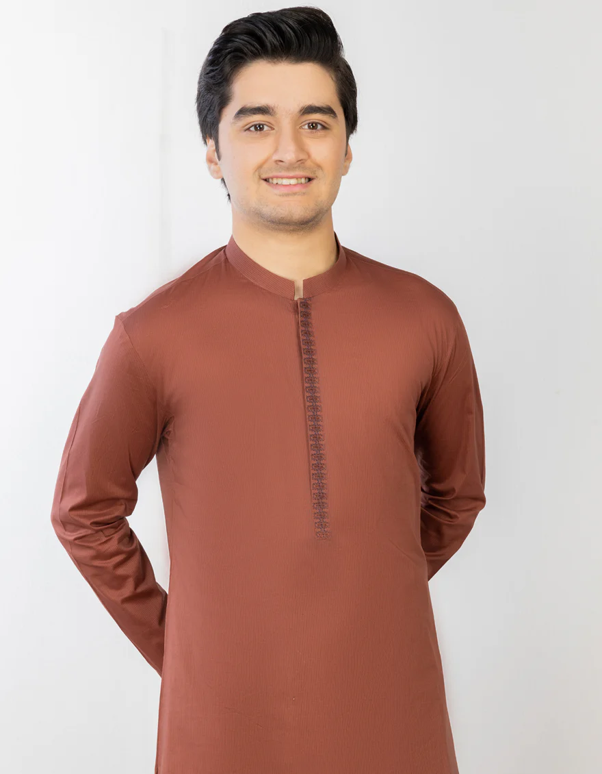 BURNT SIENNA COTTON KAMEEZ SHALWAR | JTKS-S-US-34330/S23/JJ8245-SF - Image 3