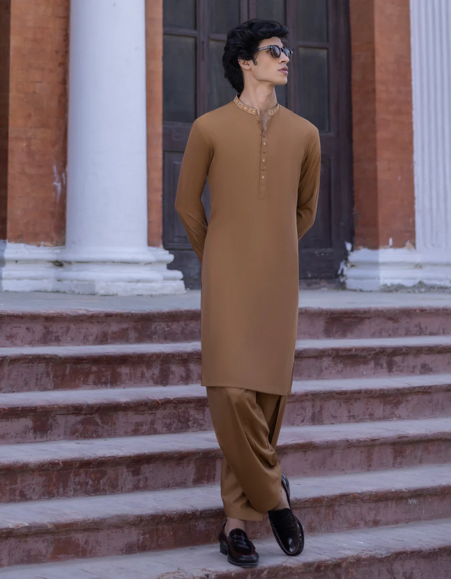 MEHNDI GREEN BLENDED KAMEEZ SHALWAR | JTKS-S-US-34353/S23/JJ8173-SF - Image 3