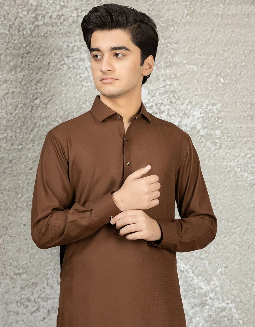 BROWN KAMEEZ SHALWAR | JTKS-S-US-35831/S22/JJ7680-PN - Image 2
