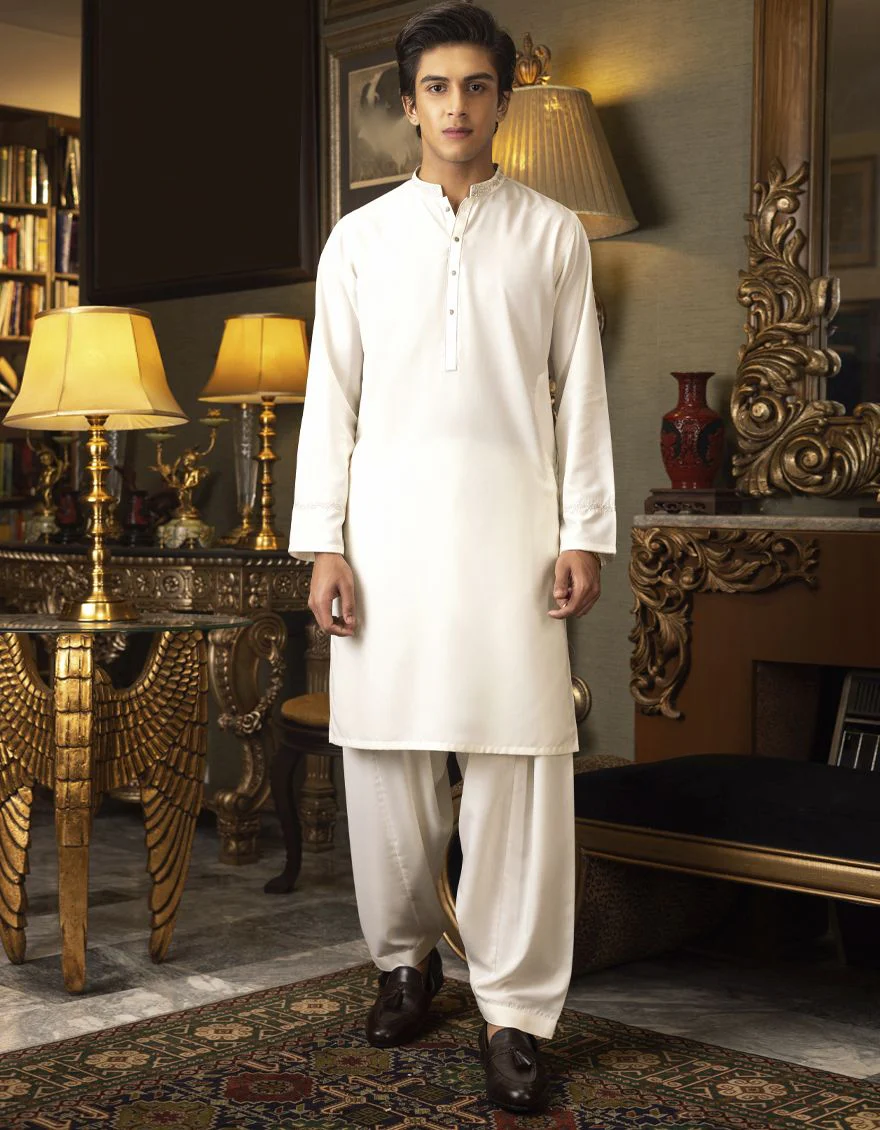 OFF WHITE KAMEEZ SHALWAR | JTKS-S-US-35845/S22/JJ7667-SF - Image 6