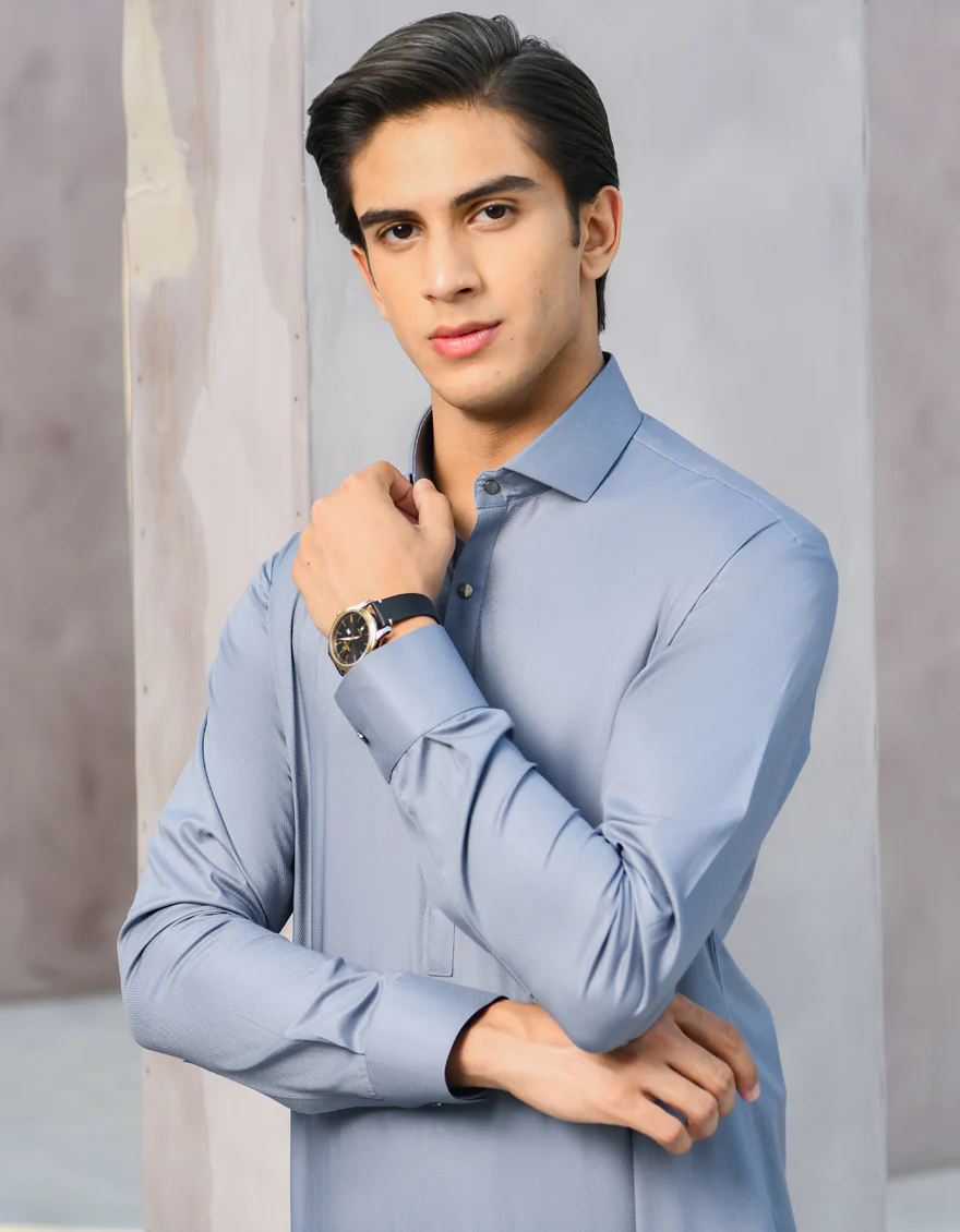 GREY COTTON KAMEEZ SHALWAR | JTKS-S-US-35905/S22/JJ8132-PN - Image 3