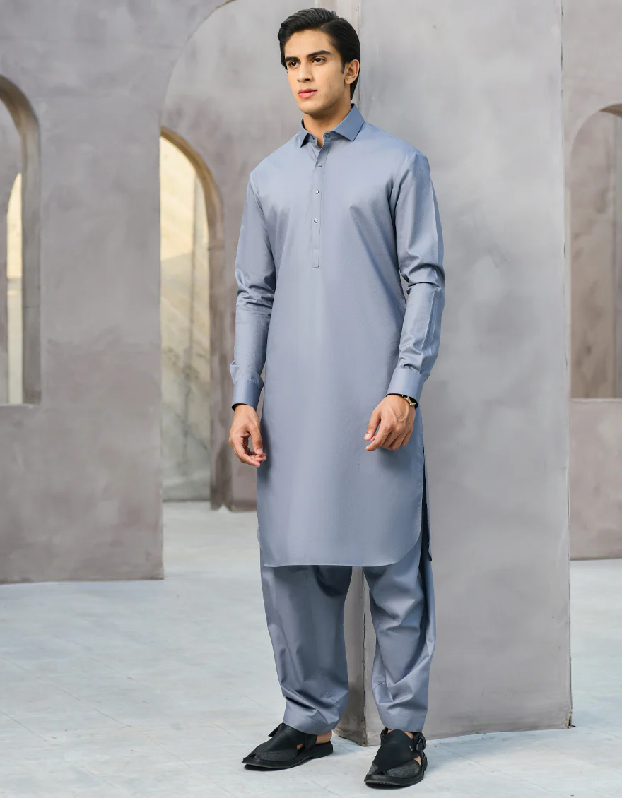 GREY COTTON KAMEEZ SHALWAR | JTKS-S-US-35905/S22/JJ8132-PN - Image 4