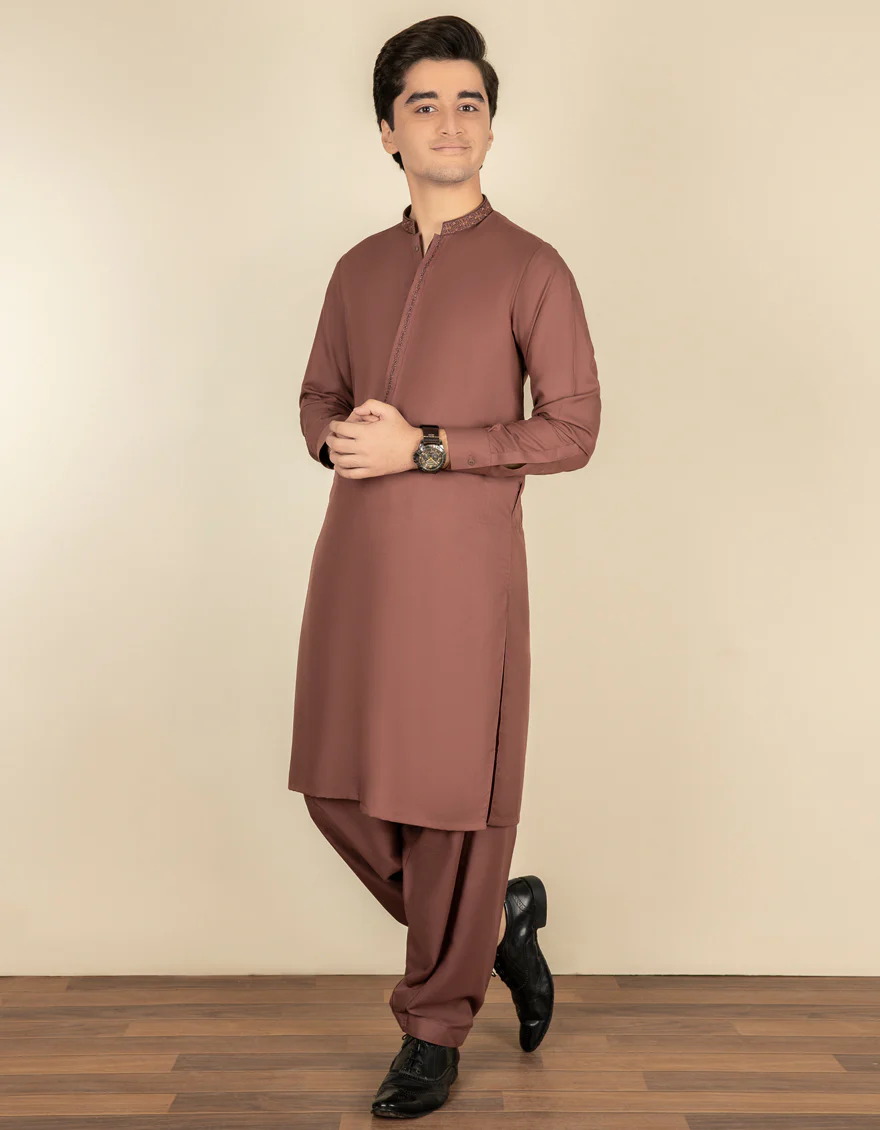 RUSTY BROWN BLENDED KAMEEZ SHALWAR | JTKS-S-US-35927/S22/JJ8212-SF