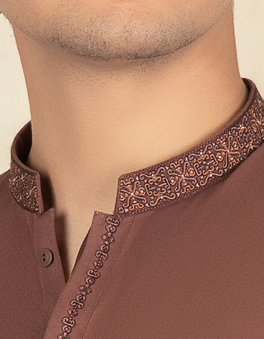 RUSTY BROWN BLENDED KAMEEZ SHALWAR | JTKS-S-US-35927/S22/JJ8212-SF - Image 2