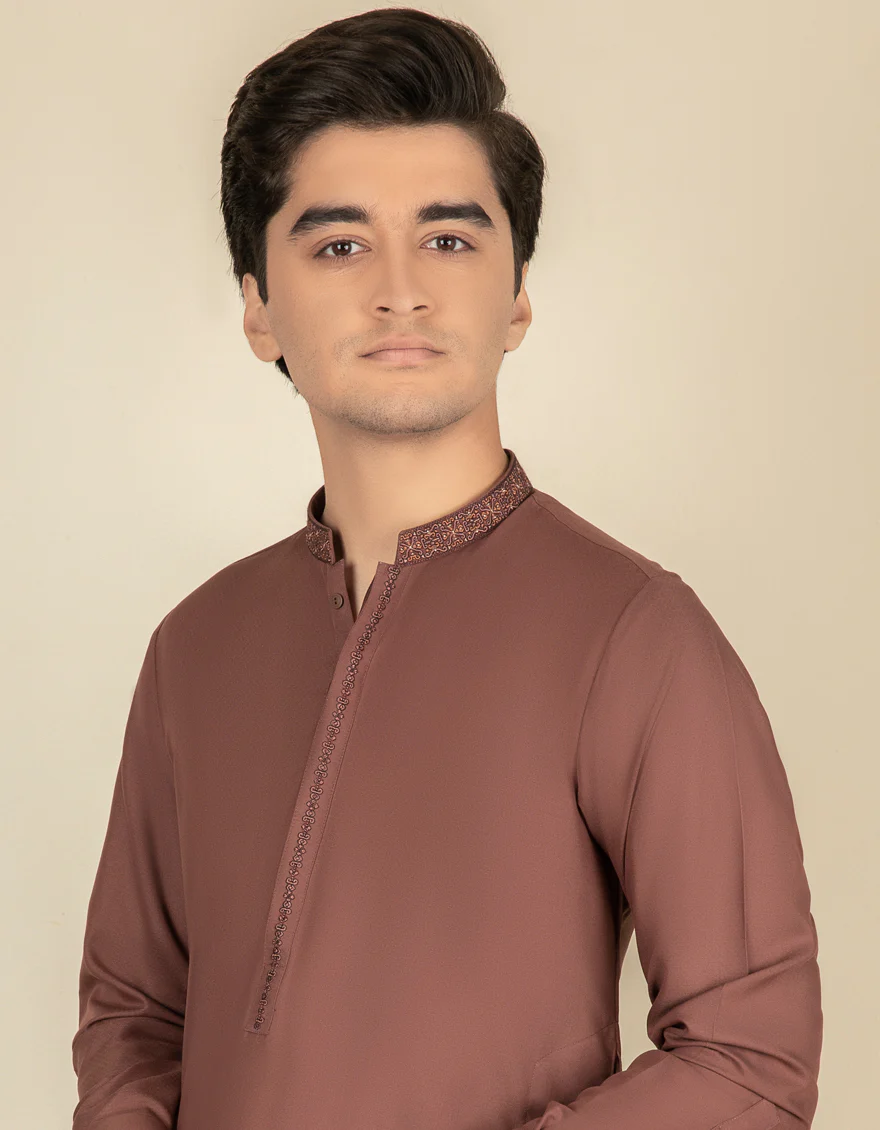 RUSTY BROWN BLENDED KAMEEZ SHALWAR | JTKS-S-US-35927/S22/JJ8212-SF - Image 3