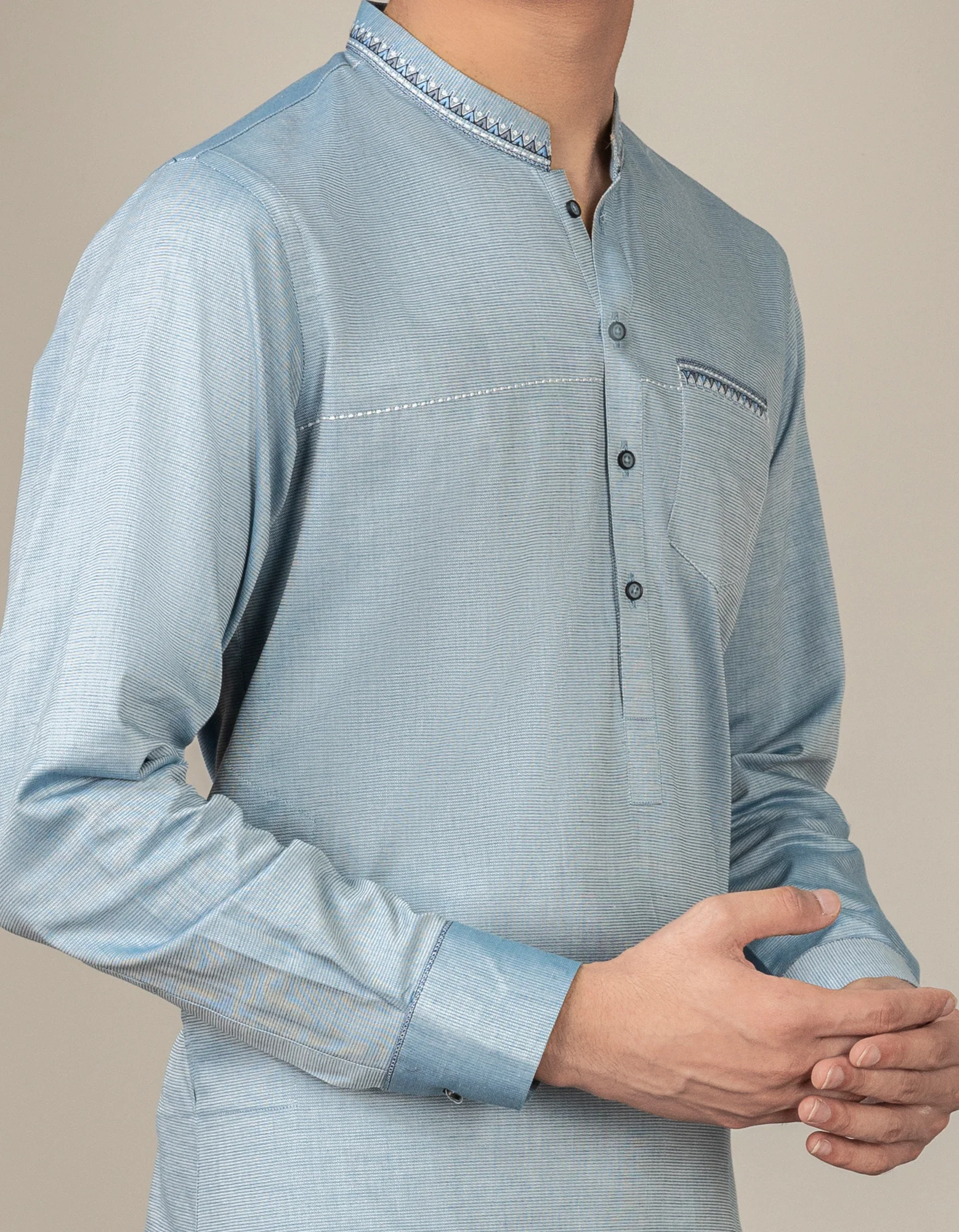 DULL BLUE COTTON KAMEEZ SHALWAR | JTKS-S-US-35944/S22/JJ7688-CL - Image 2