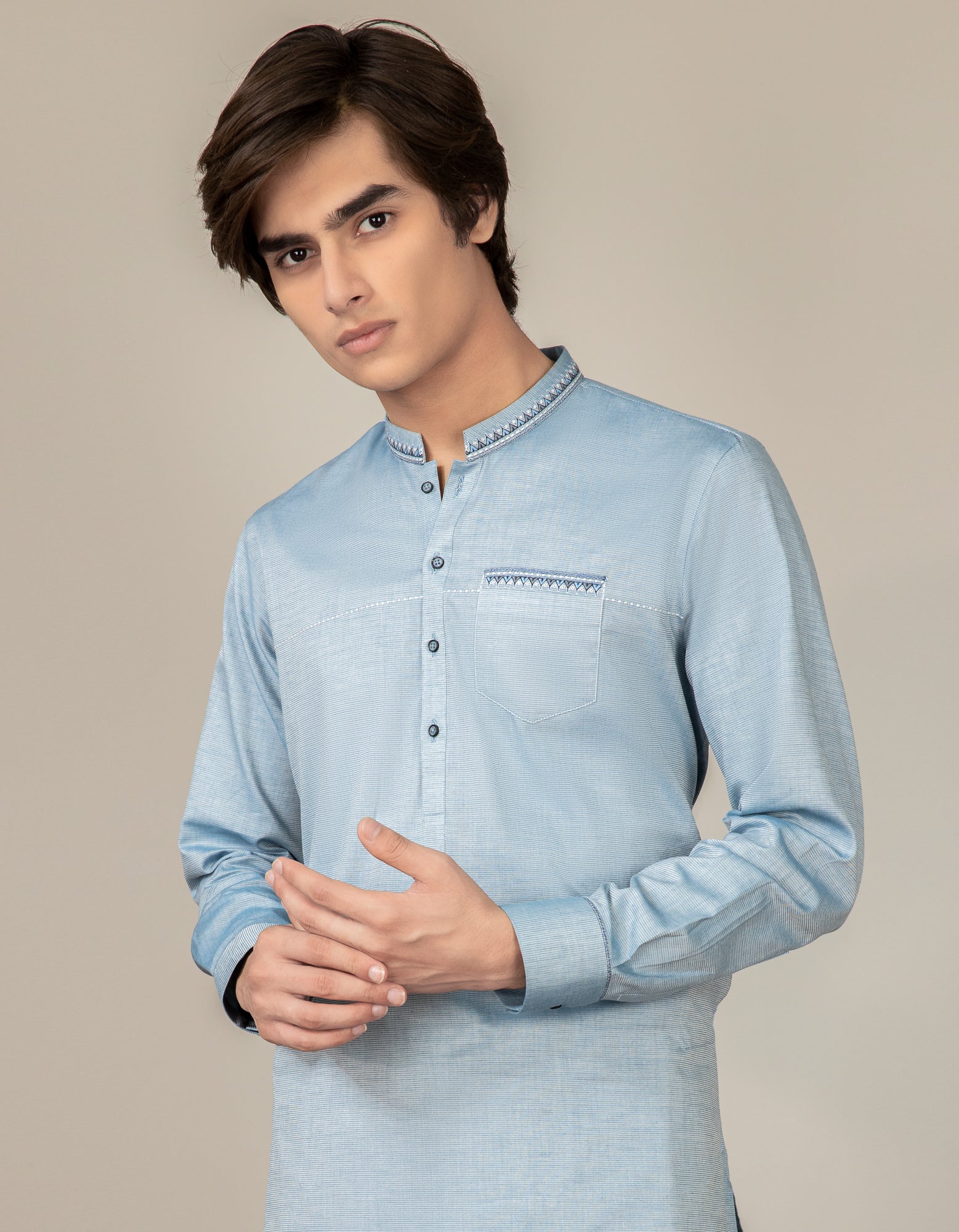 DULL BLUE COTTON KAMEEZ SHALWAR | JTKS-S-US-35944/S22/JJ7688-CL - Image 3