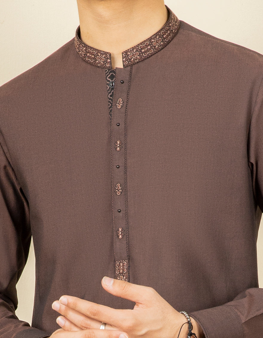 BROWN COTTON KAMEEZ SHALWAR | JTKS-S-US-35961/S22/JJ8175-SF - Image 2