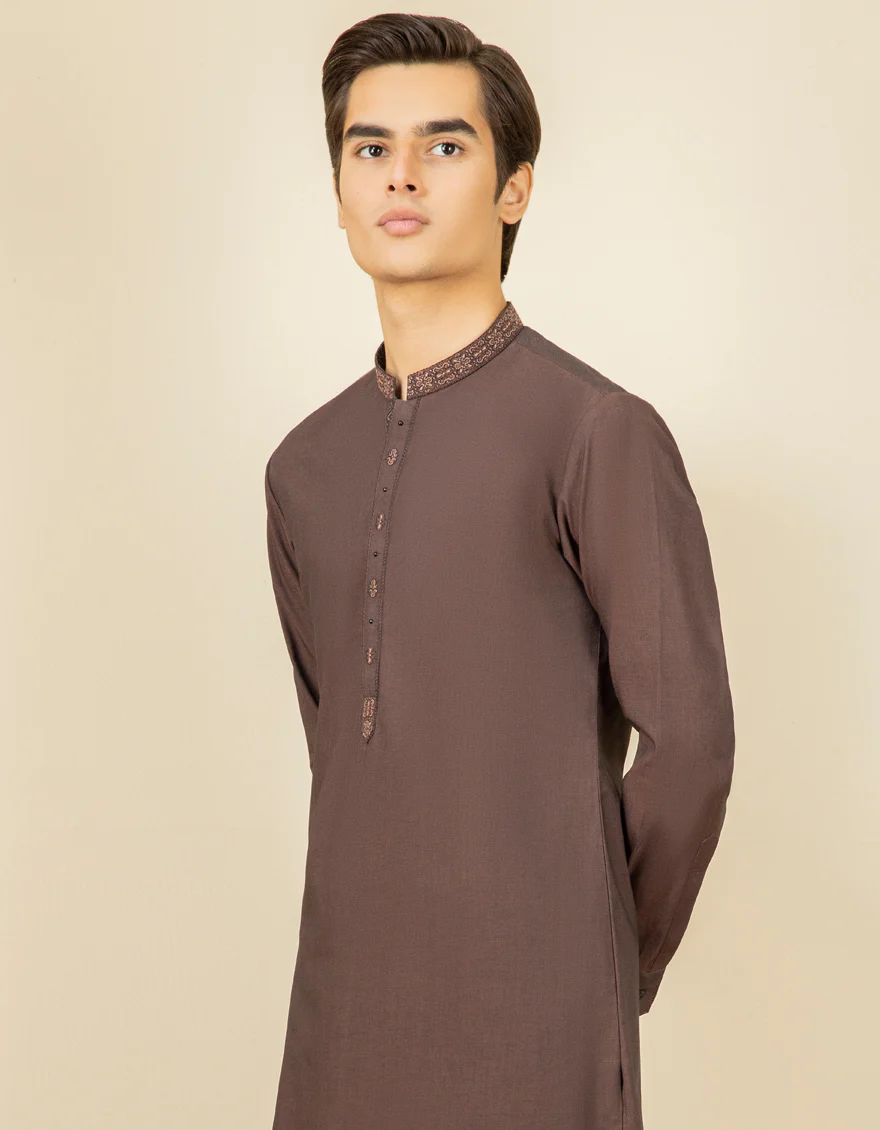 BROWN COTTON KAMEEZ SHALWAR | JTKS-S-US-35961/S22/JJ8175-SF - Image 3