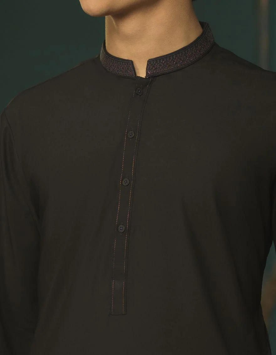 BLACK BLENDED KAMEEZ SHALWAR | JTKS-S-US-38448/S22/JJ7604-FL - Image 2