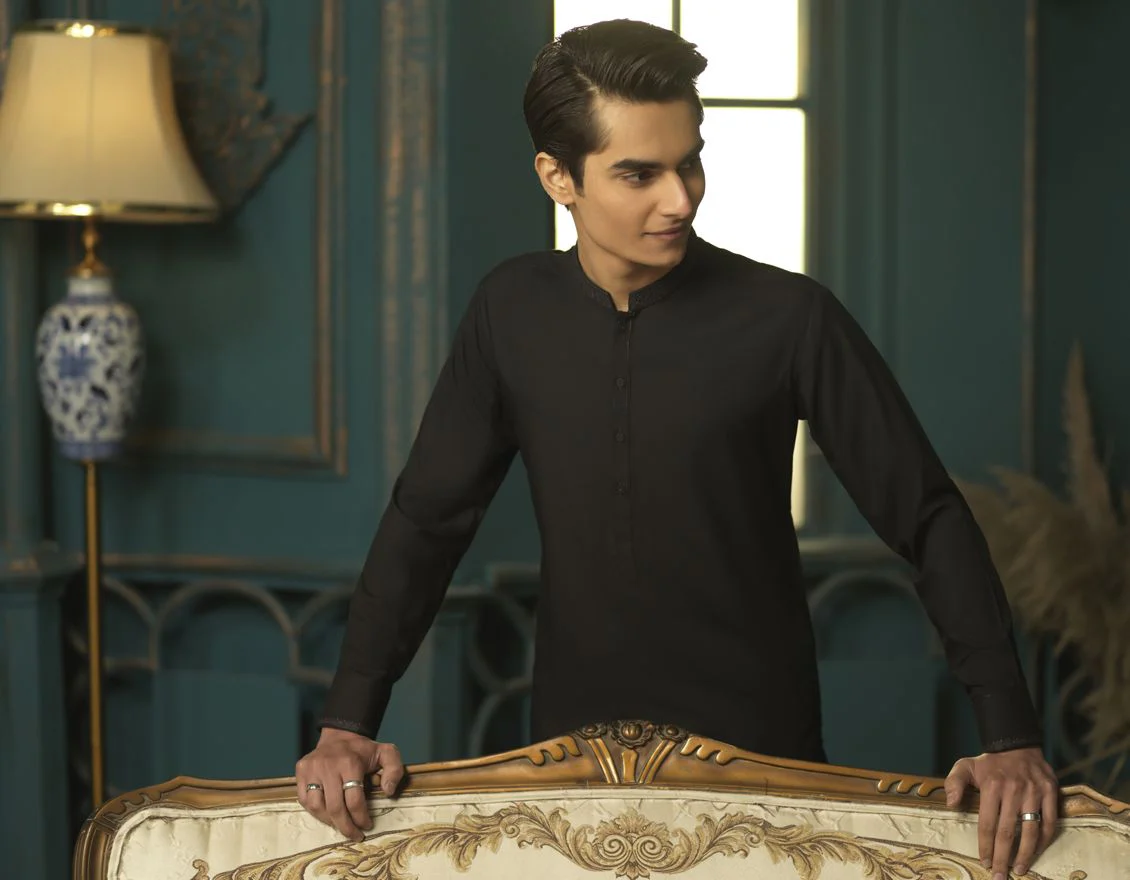 BLACK BLENDED KAMEEZ SHALWAR | JTKS-S-US-38448/S22/JJ7604-FL - Image 4