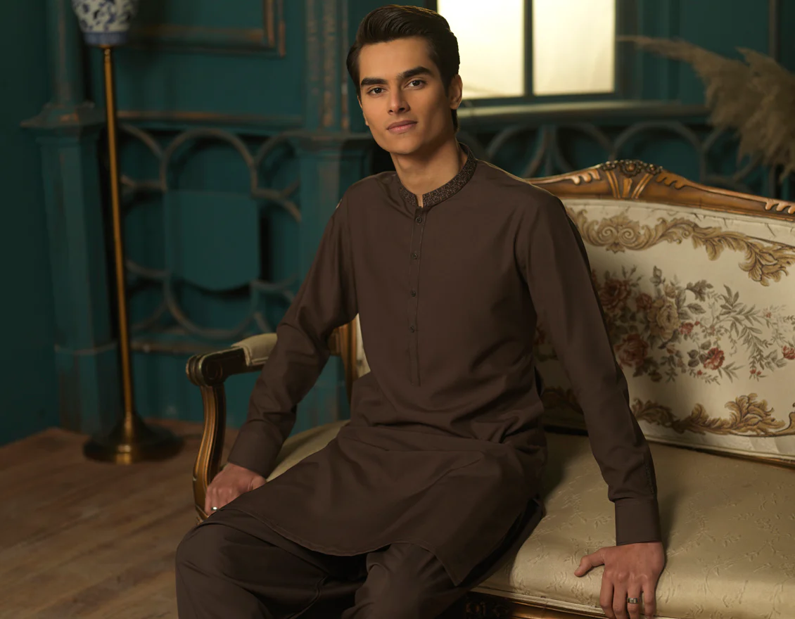 MUD BROWN BLENDED KAMEEZ SHALWAR | JTKS-S-US-38452/S22/JJ7528-SF - Image 4