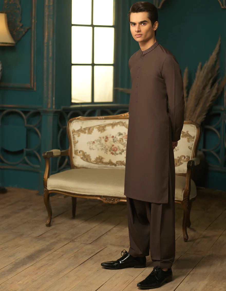 MUD BROWN BLENDED KAMEEZ SHALWAR | JTKS-S-US-38452/S22/JJ7528-SF - Image 5