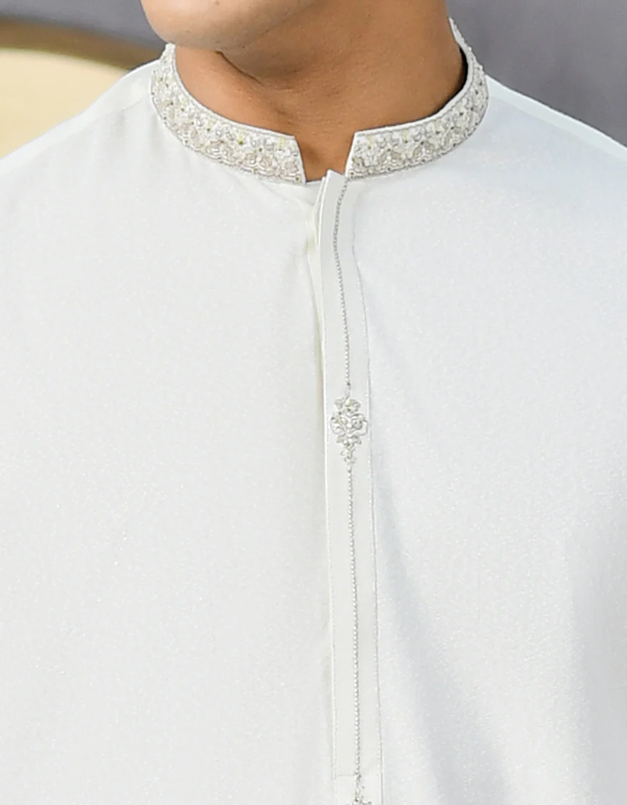 OFF WHITE BLENDED KAMEEZ SHALWAR | JTKS-S-US-38488/S22/JJ7568-FL - Image 2