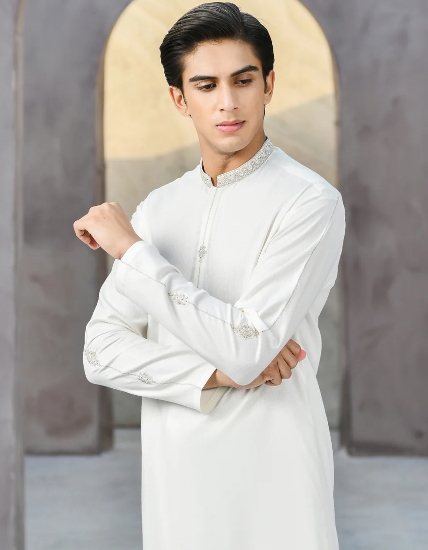 OFF WHITE BLENDED KAMEEZ SHALWAR | JTKS-S-US-38488/S22/JJ7568-FL - Image 3