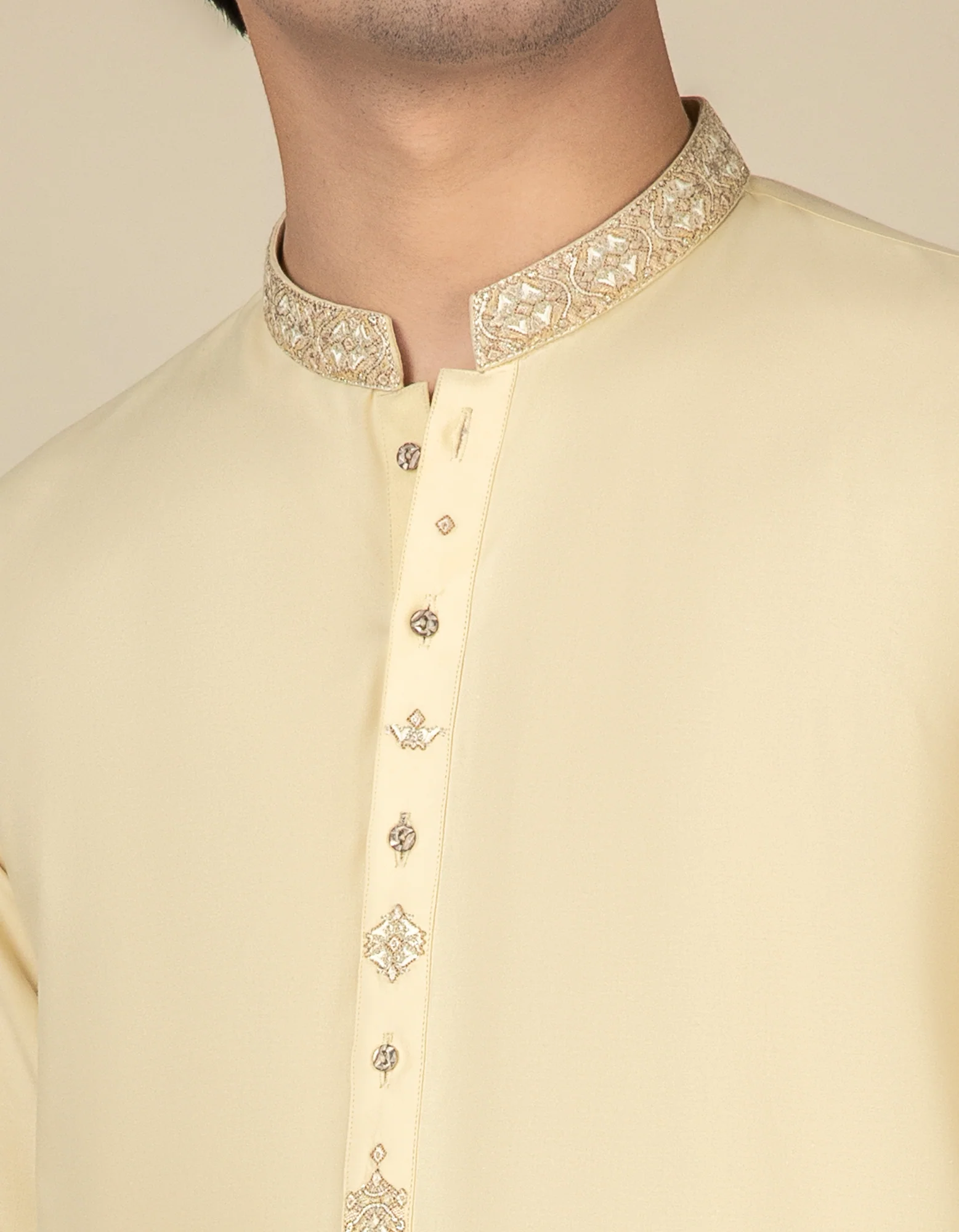 LIGHT YELLOW BLENDED KAMEEZ SHALWAR | JTKS-S-US-38516/S22/JJ7599-FL - Image 2