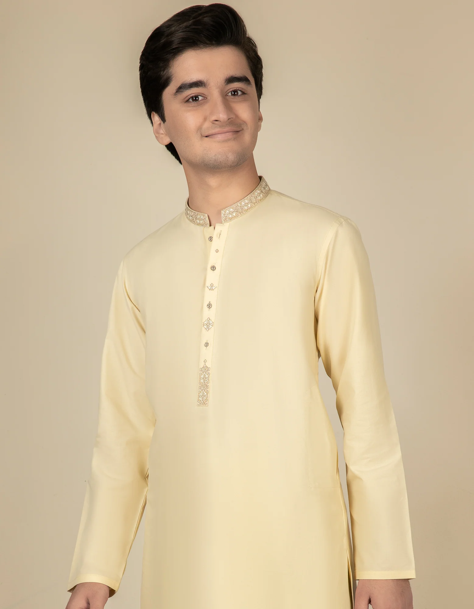 LIGHT YELLOW BLENDED KAMEEZ SHALWAR | JTKS-S-US-38516/S22/JJ7599-FL - Image 3