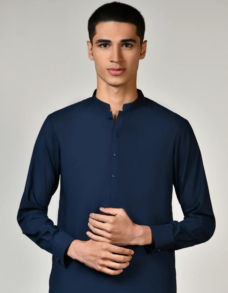 NAVY BLUE BLENDED KAMEEZ SHALWAR | JTKS-S-US-38760/S23/JJ8879-PN - Image 3