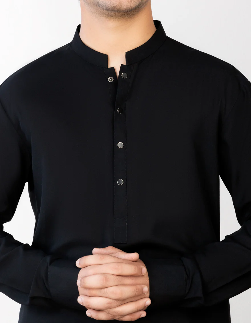 BLACK BLENDED KAMEEZ SHALWAR | JTKS-S-US-38763/S23/JJ8879-PN - Image 2