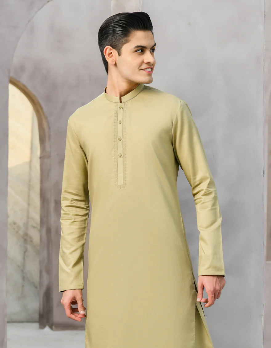BEIGE COTTON KAMEEZ SHALWAR | JTKS-S-US-39310/S22/JJ8153-SF - Image 3