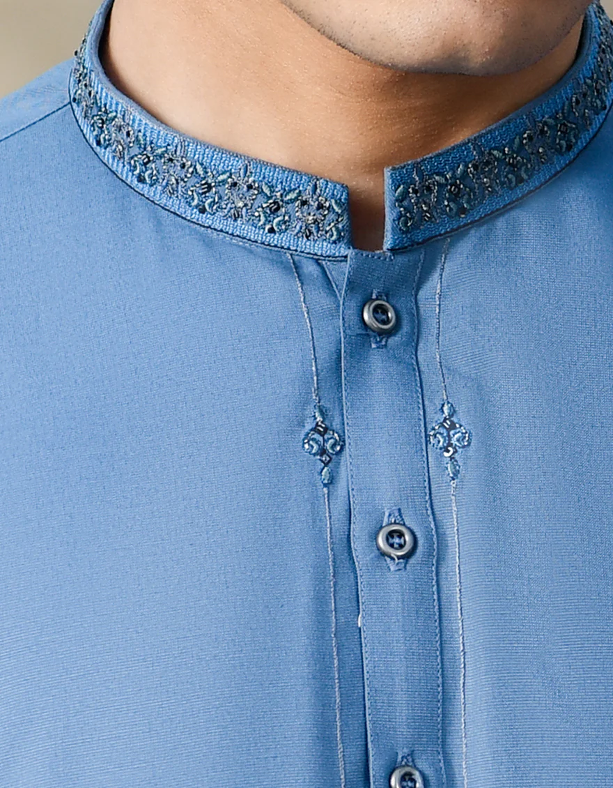 GREYISH BLUE BLENDED KAMEEZ SHALWAR | JTKS-S-US-39321/S22/JJ7400-FL - Image 2
