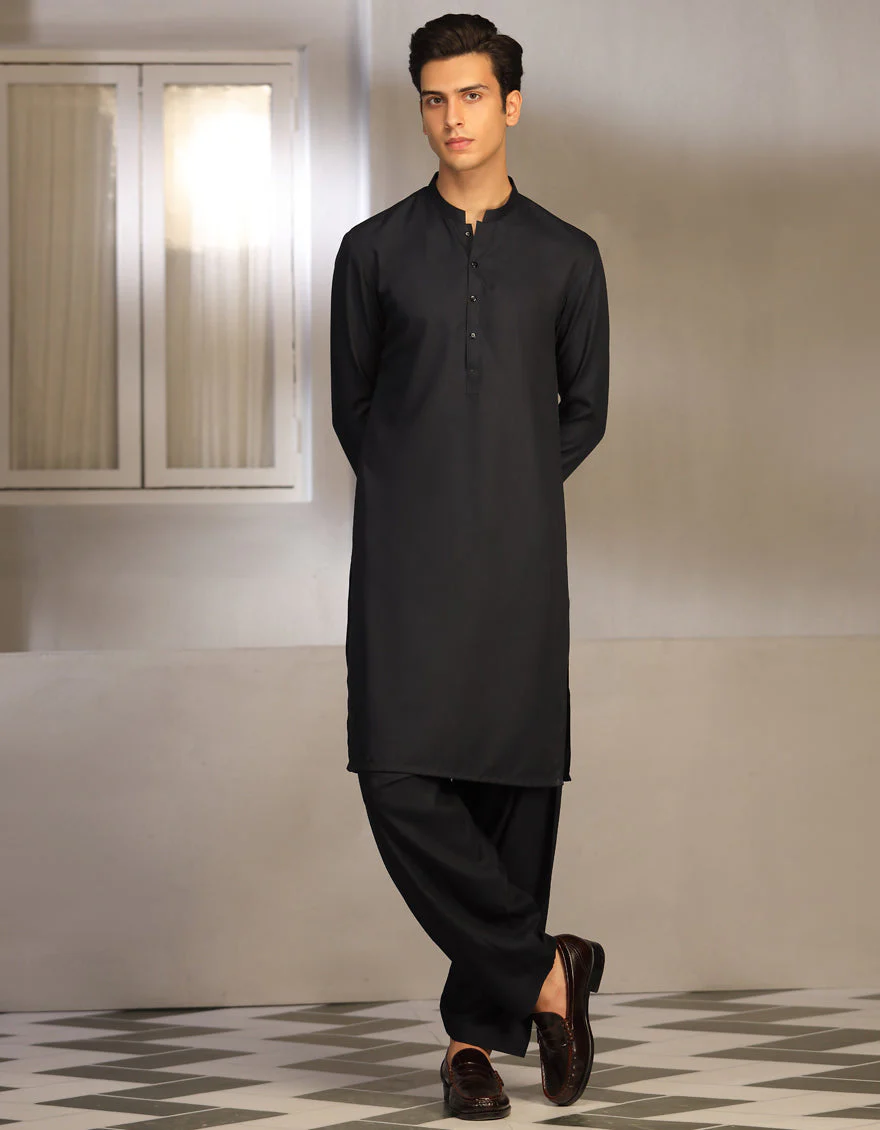 NAVY BLUE BLENDED KAMEEZ SHALWAR | JTKS-S-US-40199-R4-AP/S23/JJ8733-PN - Image 4