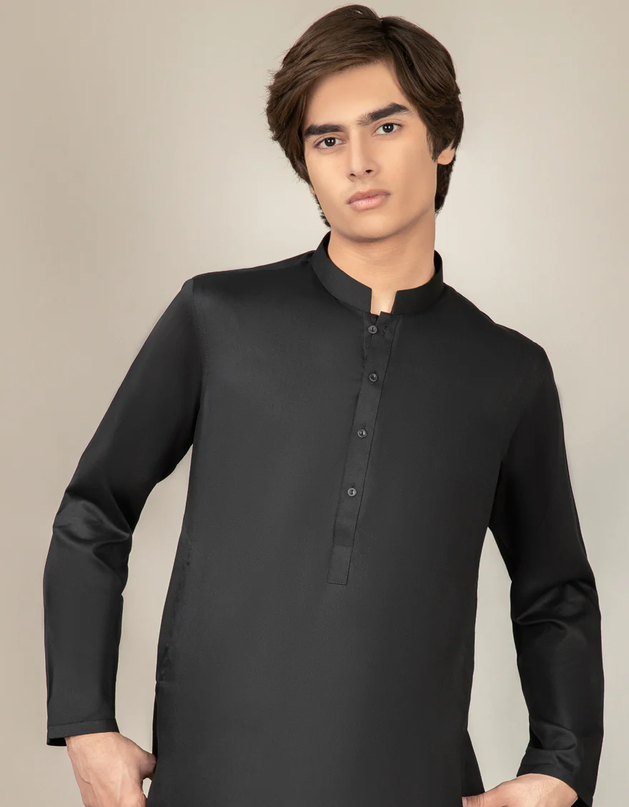 BLACK BLENDED KAMEEZ SHALWAR | JTKS-S-US-40200-R2-AP/S22/JJ8226-PN - Image 2
