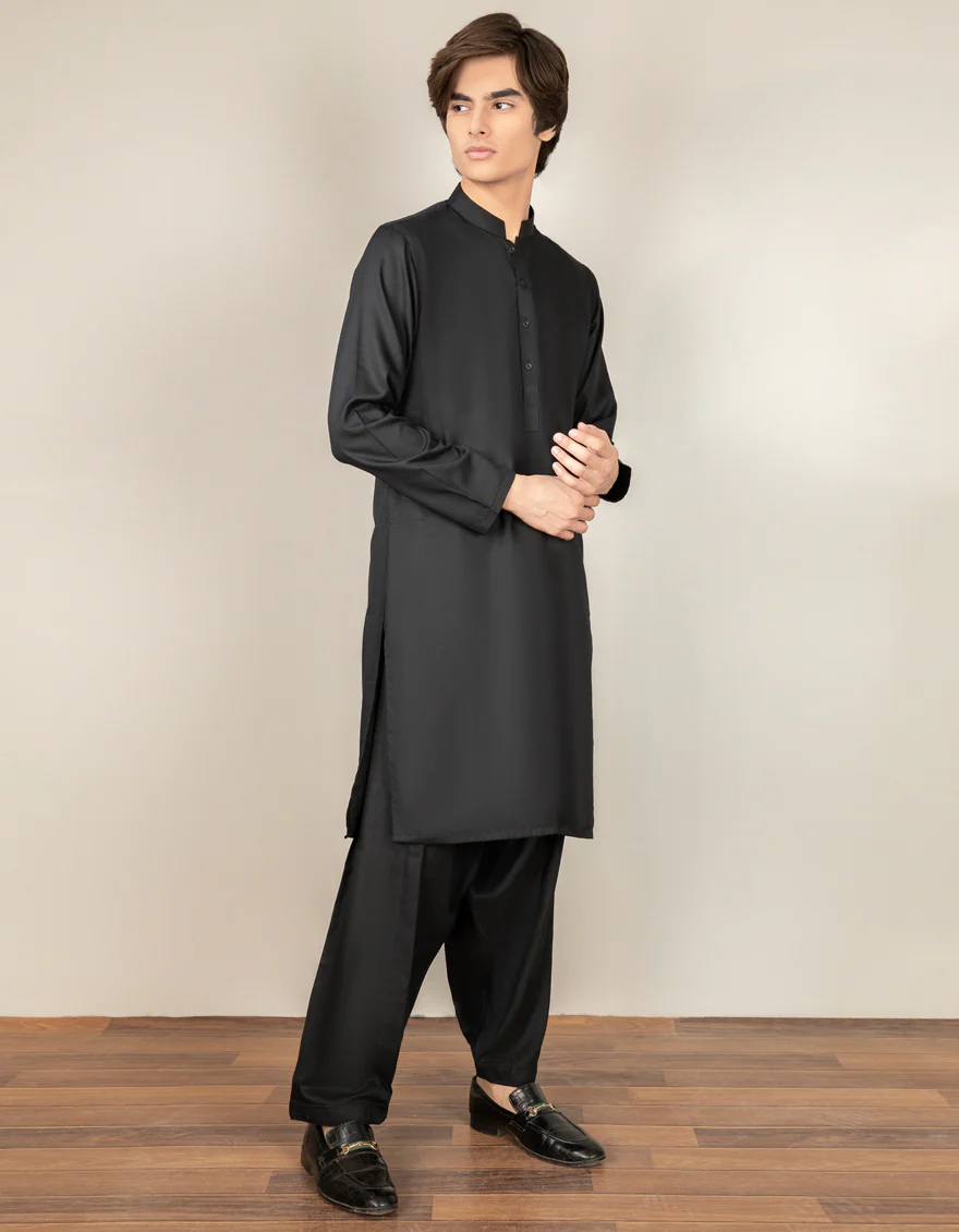 BLACK BLENDED KAMEEZ SHALWAR | JTKS-S-US-40200-R3-AP/S22/JJ7565-PN