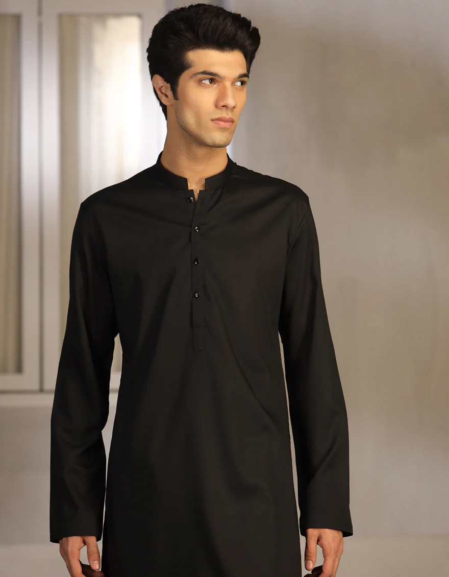 BLACK BLENDED KAMEEZ SHALWAR | JTKS-S-US-40200-R4-AP/S23/JJ8733-PN - Image 2