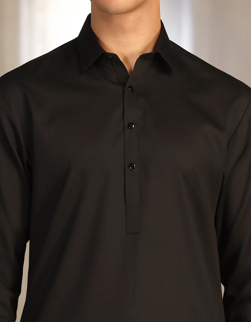 BLACK BLENDED KAMEEZ SHALWAR | JTKS-S-US-40201-R4-AP/S23/JJ8733-PN - Image 2