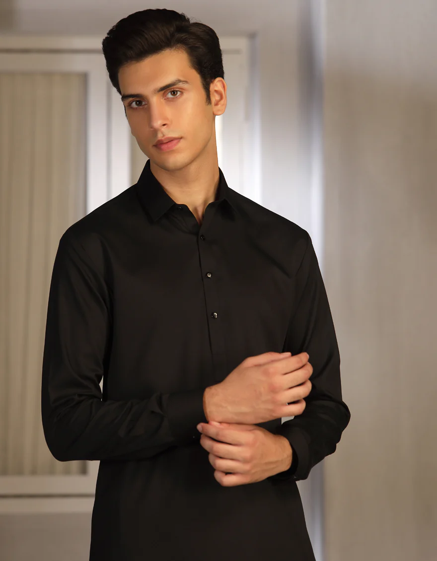 BLACK BLENDED KAMEEZ SHALWAR | JTKS-S-US-40201-R4-AP/S23/JJ8733-PN - Image 3