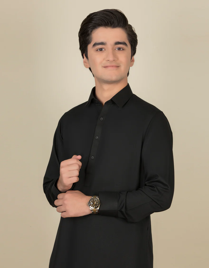 BLACK BLENDED KAMEEZ SHALWAR | JTKS-S-US-40201-R6-AP/S23/JJ8733-PN - Image 3