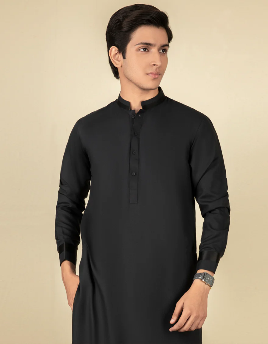 BLACK BLENDED KAMEEZ SHALWAR | JTKS-S-US-40266/S22/JJ8151-PN - Image 3