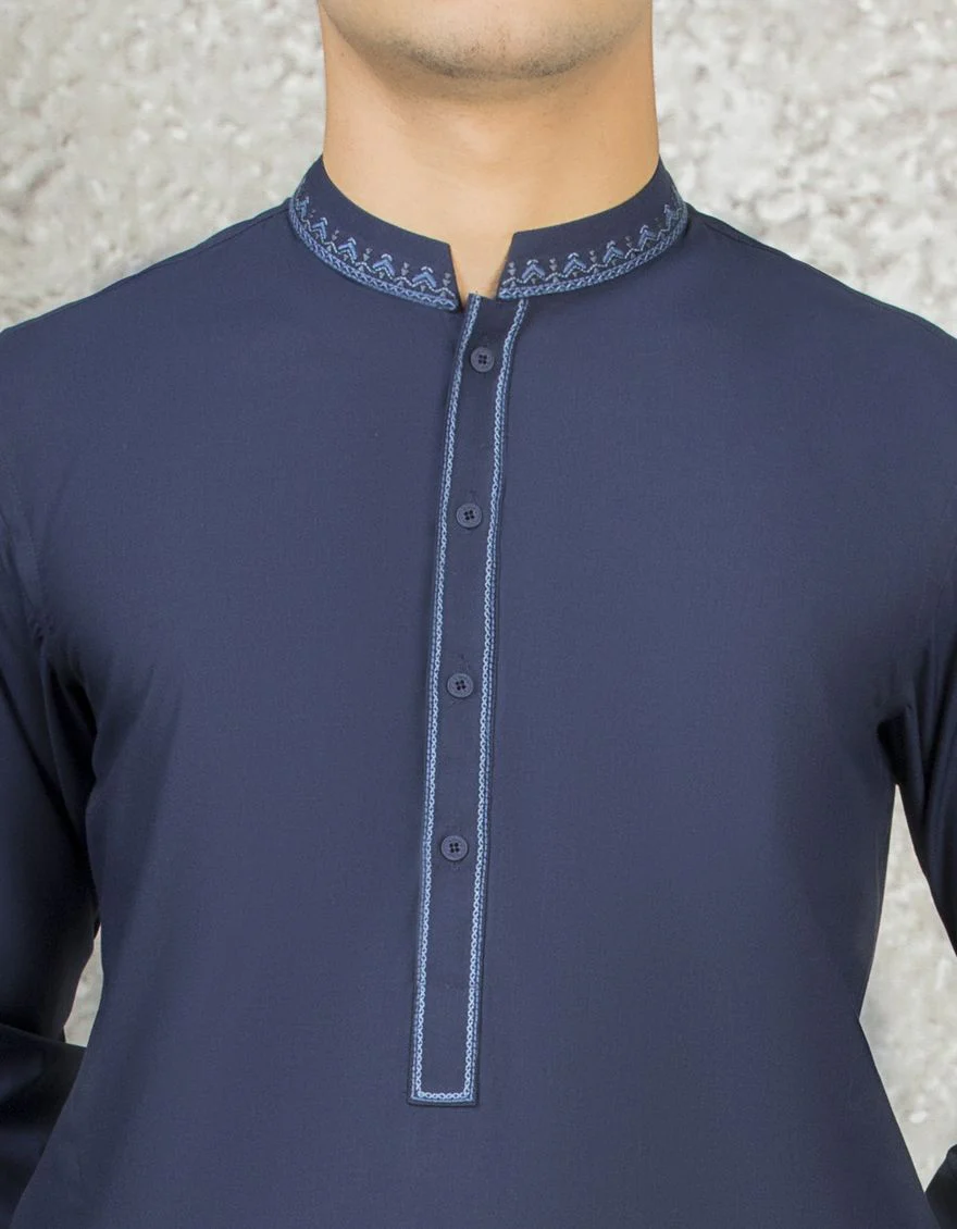 NAVY BLUE BLENDED KAMEEZ SHALWAR | JTKS-S-US-41115/S22/JJ7599-CL - Image 2