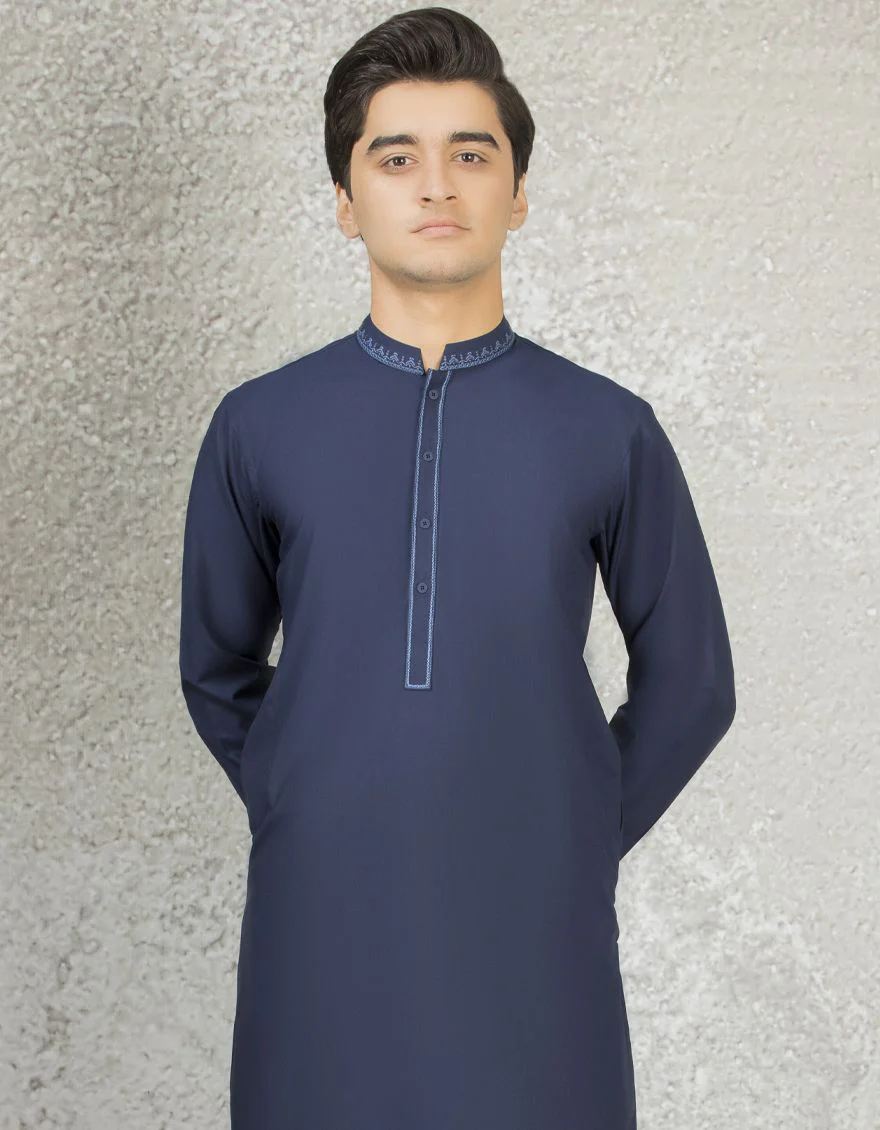 NAVY BLUE BLENDED KAMEEZ SHALWAR | JTKS-S-US-41115/S22/JJ7599-CL - Image 3