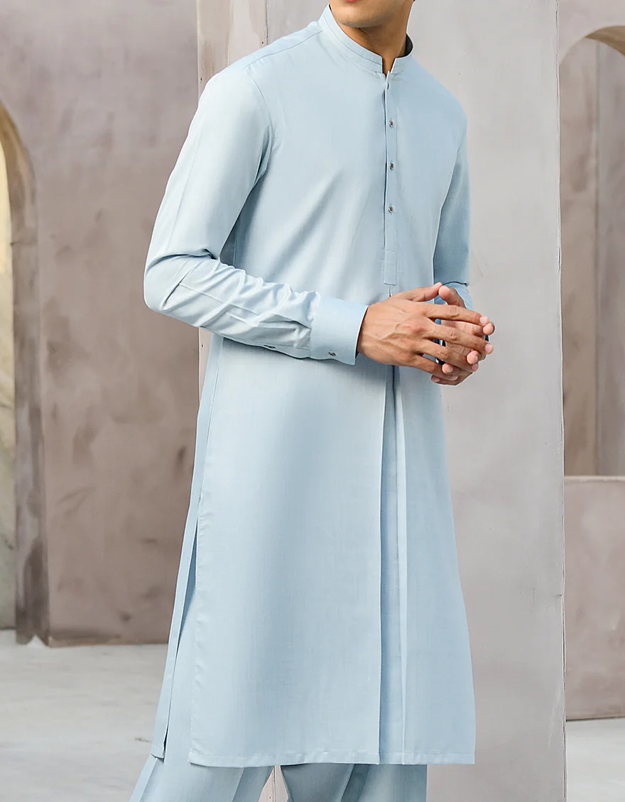 POWDER BLUE BLENDED KAMEEZ SHALWAR | JTKS-S-US-41124/S22/JJ7530-CL - Image 3