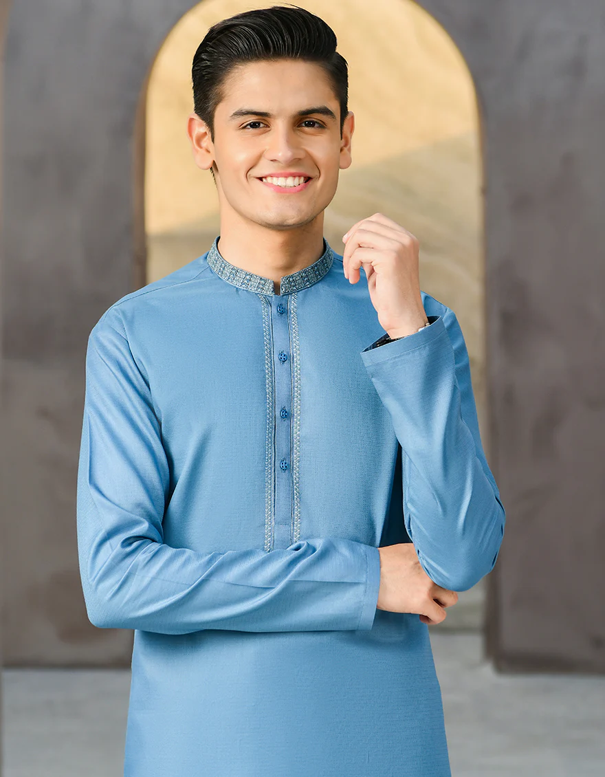 TEAL COTTON KAMEEZ SHALWAR | JTKS-S-US-41131/S22/JJ8153-SF - Image 2