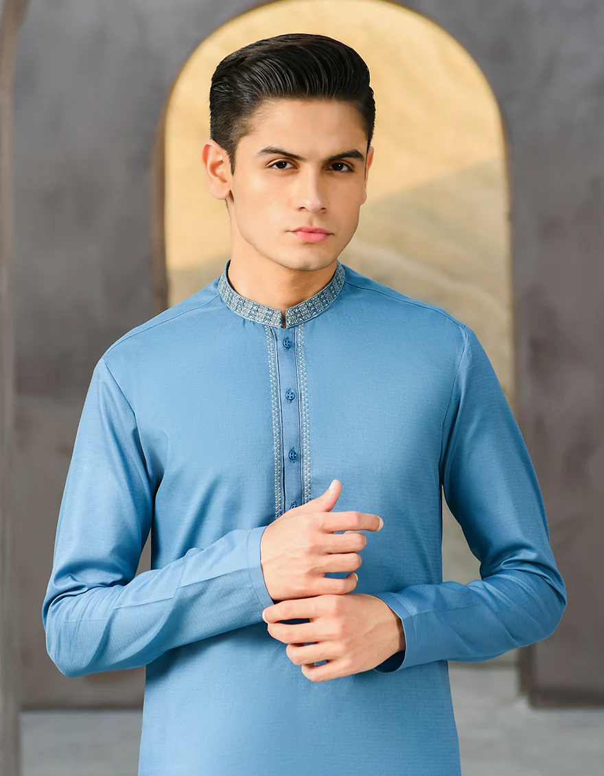 TEAL COTTON KAMEEZ SHALWAR | JTKS-S-US-41131/S22/JJ8153-SF - Image 3