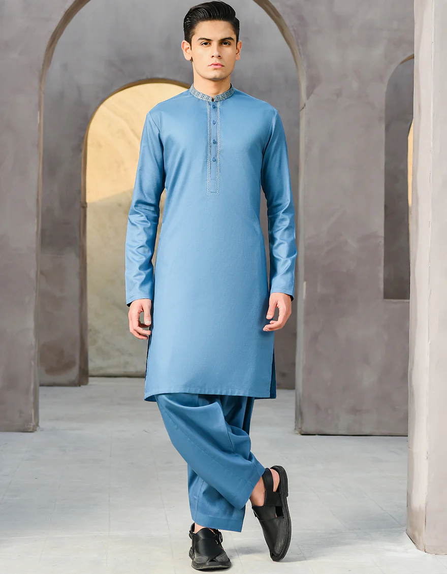 TEAL COTTON KAMEEZ SHALWAR | JTKS-S-US-41131/S22/JJ8153-SF - Image 4