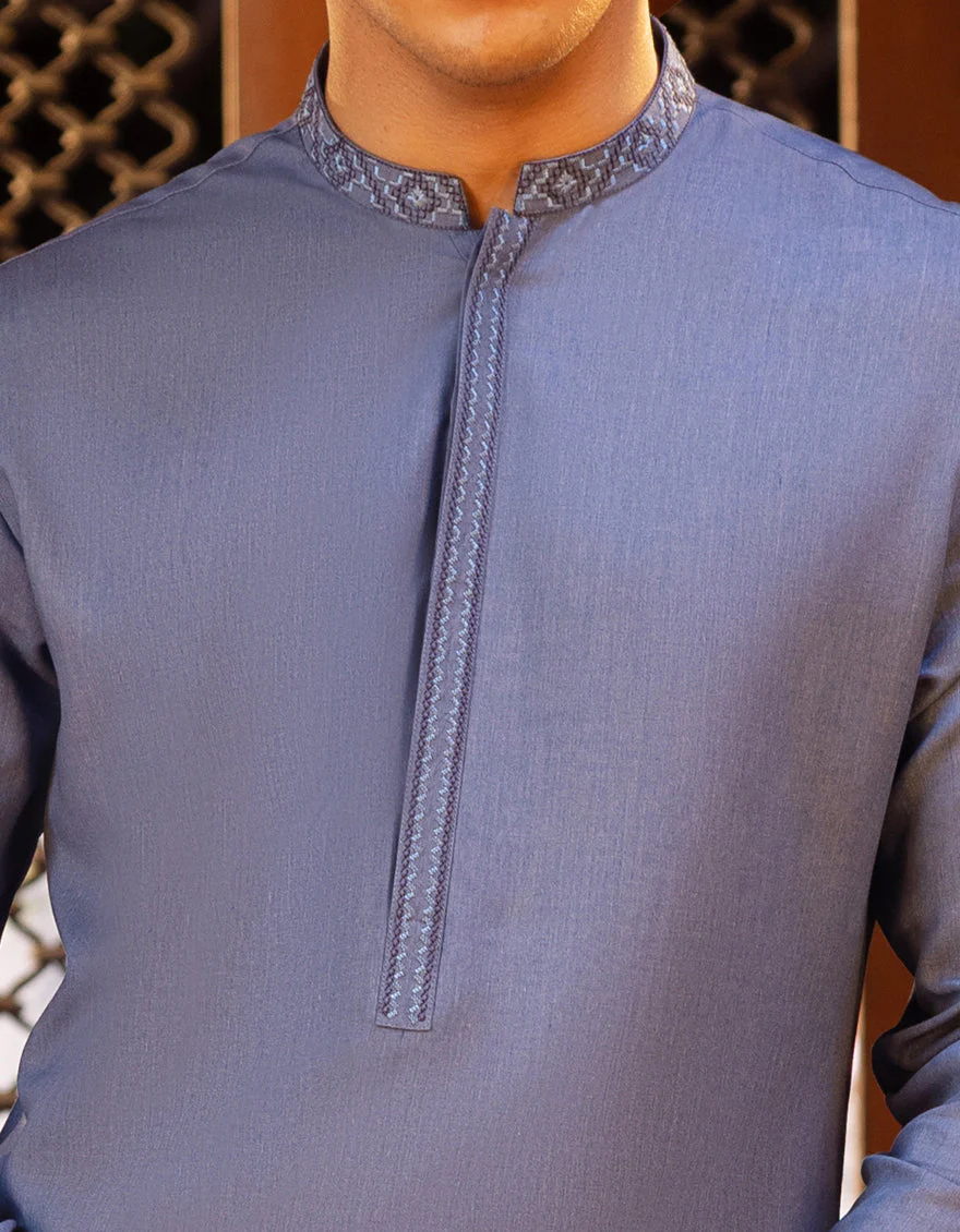 BLUE BLENDED KAMEEZ SHALWAR | JTKS-S-US-41162/A22/JJ7669-SF - Image 2