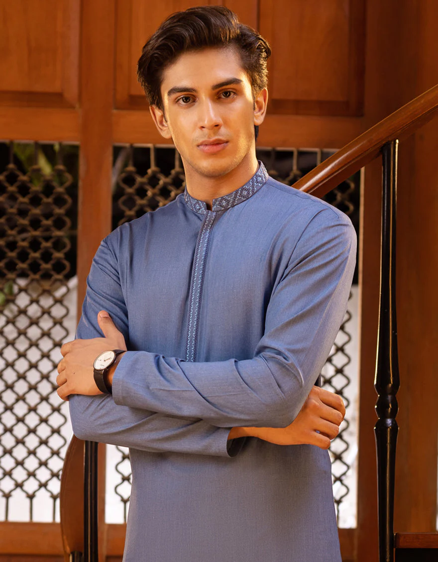 BLUE BLENDED KAMEEZ SHALWAR | JTKS-S-US-41162/A22/JJ7669-SF - Image 3