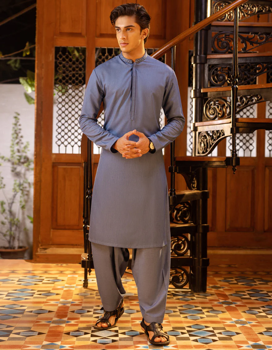 BLUE BLENDED KAMEEZ SHALWAR | JTKS-S-US-41162/A22/JJ7669-SF - Image 4