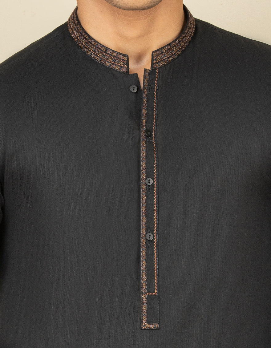 BLACK BLENDED KAMEEZ SHALWAR | JTKS-S-US-41180/S22/JJ7670-FL - Image 2