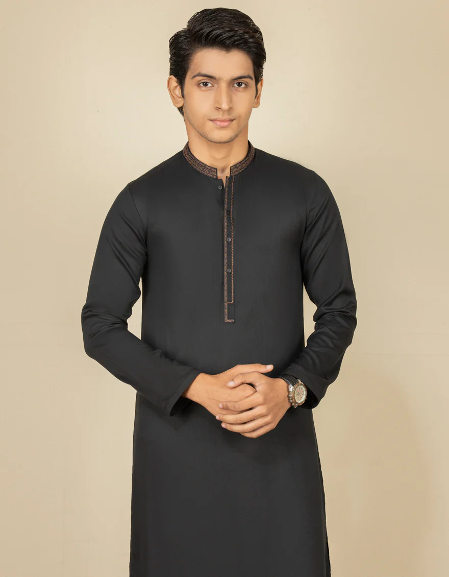 BLACK BLENDED KAMEEZ SHALWAR | JTKS-S-US-41180/S22/JJ7670-FL - Image 3