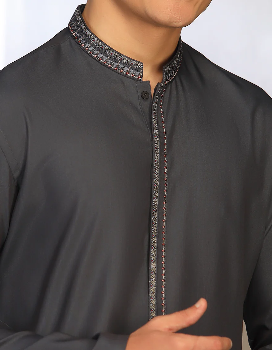 NAVY BLUE BLENDED KAMEEZ SHALWAR | JTKS-S-US-41249/S23/JJ8173-FL - Image 2