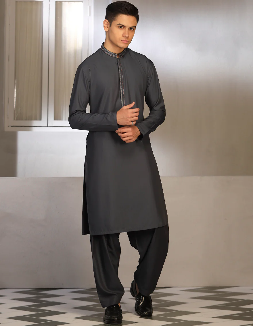 NAVY BLUE BLENDED KAMEEZ SHALWAR | JTKS-S-US-41249/S23/JJ8173-FL - Image 4
